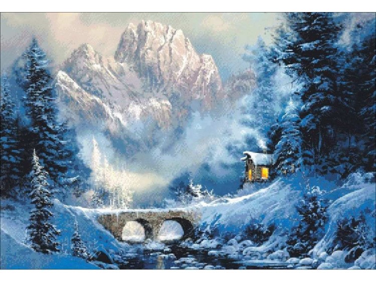 Алмазная вышивка «У подножия горы» — картинка 2