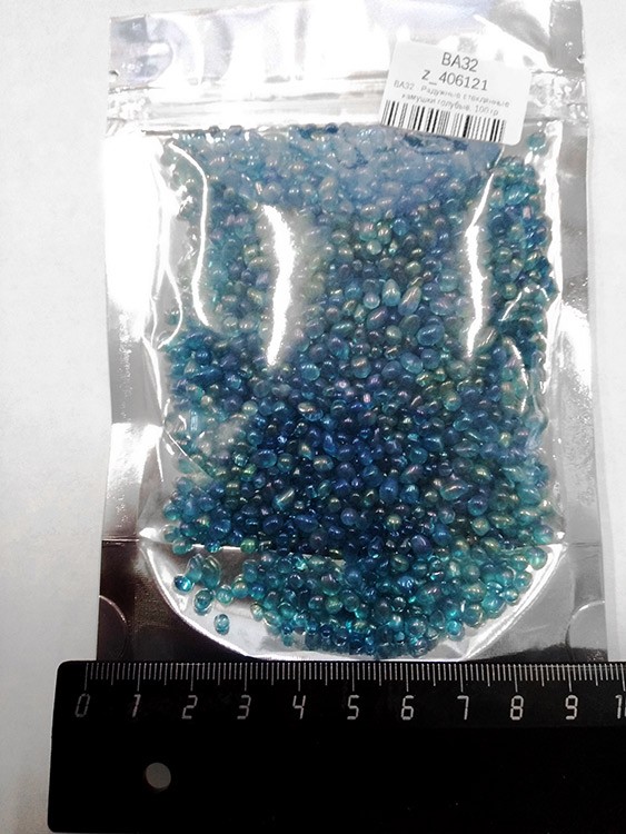 Радужные стеклянные камушки голубые, 100 гр — картинка 3