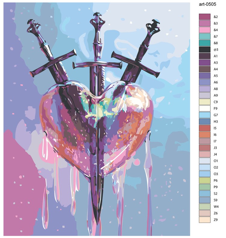 Картина по номерам «Таро, гадание: 3 тройка мечей, сердце» — картинка 2