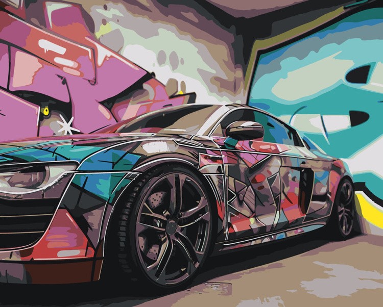 Картина по номерам «Машина Ауди и граффити андеграунд 40х50»
