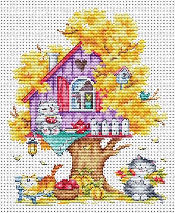 Набор для вышивания «Кошкин дом. Осень»