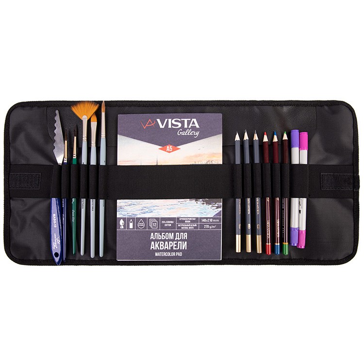 Пенал-скрутка для кистей 100% нейлон скрутка/черный, VISTA-ARTISTA  — картинка 7