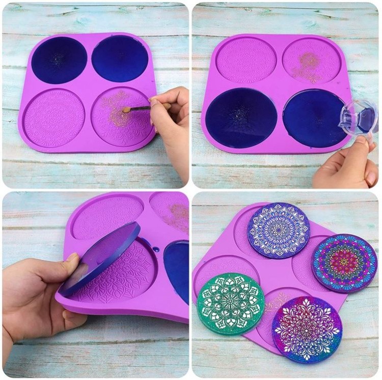 Силиконовый молд «Подстаканник мандала», 4 шт., d10 см — картинка 3
