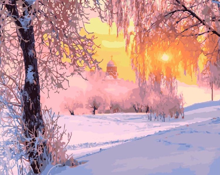 Картина по номерам «Зимнее морозное утро»