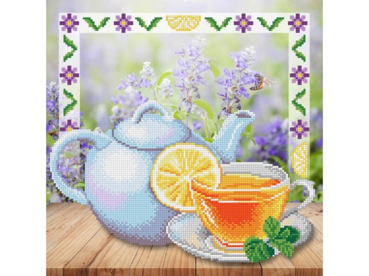 Рисунок на габардине «Свежесть утреннего чая»
