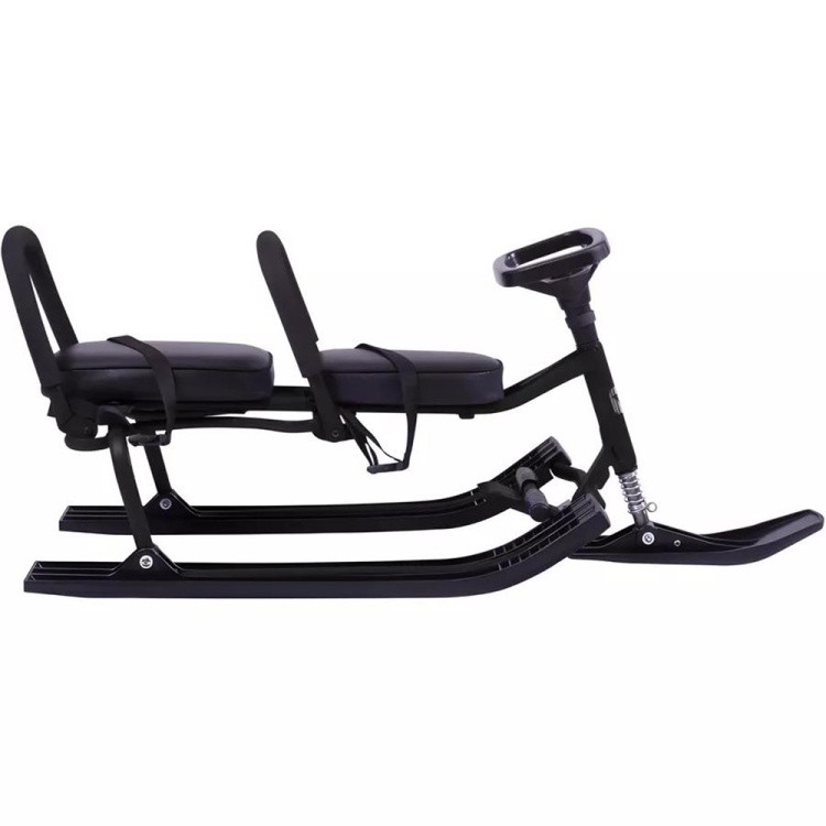 Снегокат детский 503 TWINS BABY со спинкой для двоих чёрный — картинка 6