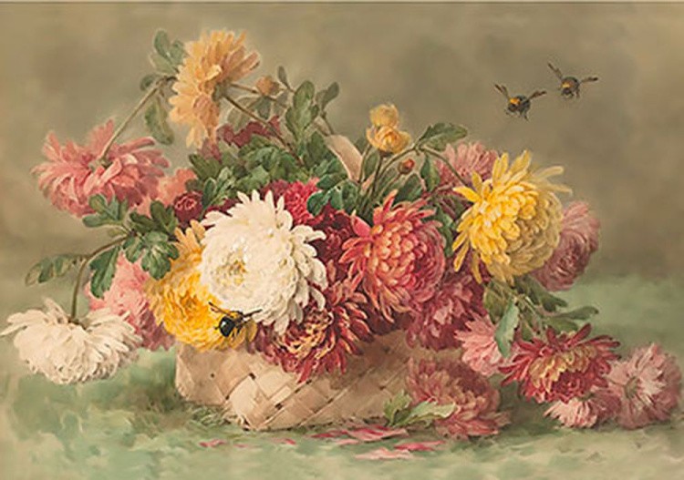 Рисунок на ткани «Хризантемы в корзине»