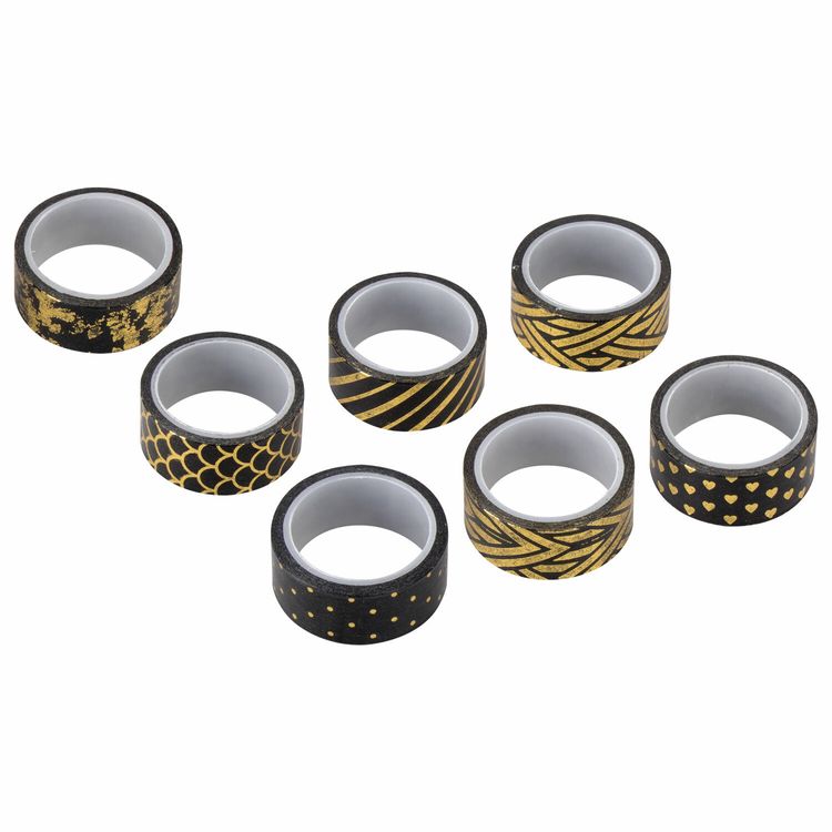 Клейкие WASHI-ленты для декора «Черное золото», 7 шт., 15 мм х 3 м — картинка 3