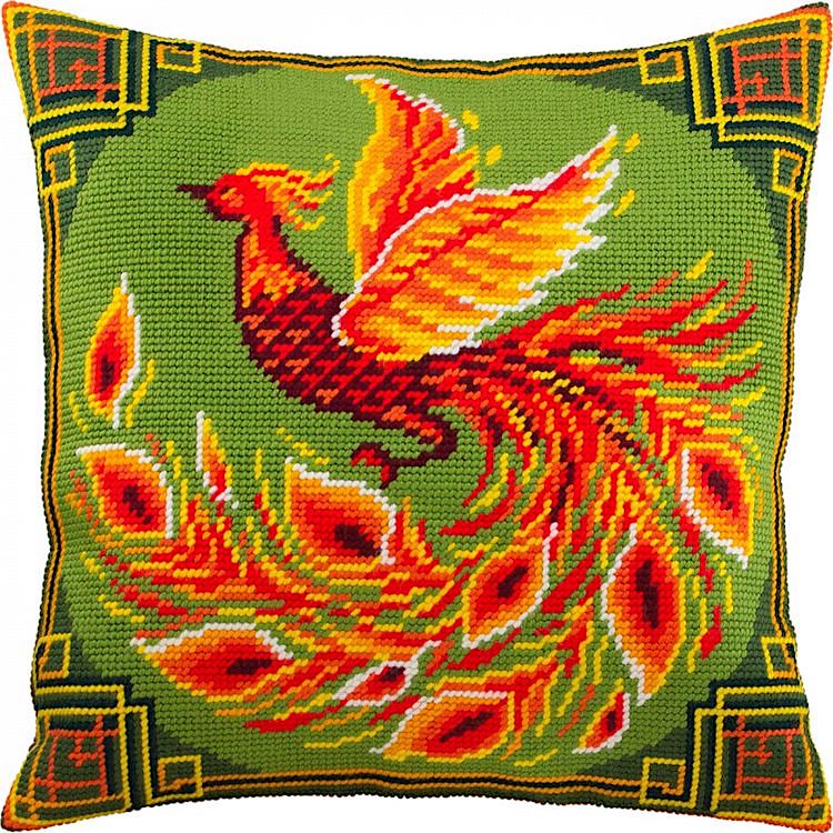 Набор для вышивания подушки «Китайская птица», лицевая сторона, Чарівниця