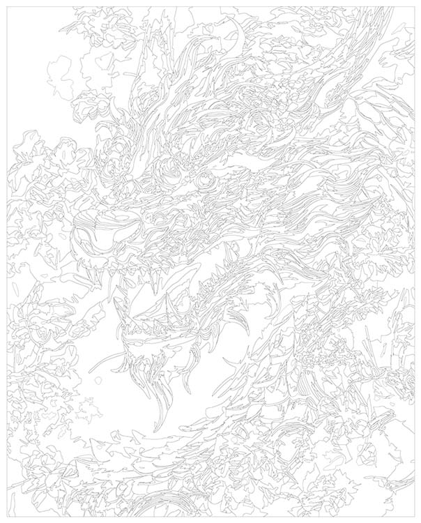 Картина по номерам «Зеленый древесный дракон в листьях 2» — картинка 3