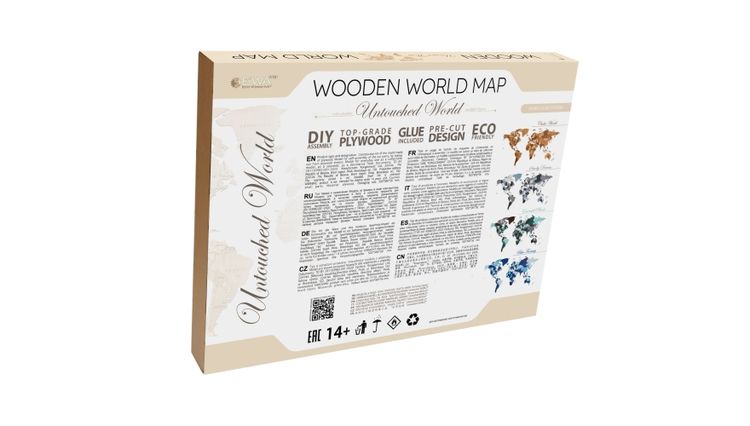 EWA Деревянная «Карта Мира» настенная, объемная 3 уровня, размер L (192x105 см), цвет: натуральный — картинка 5