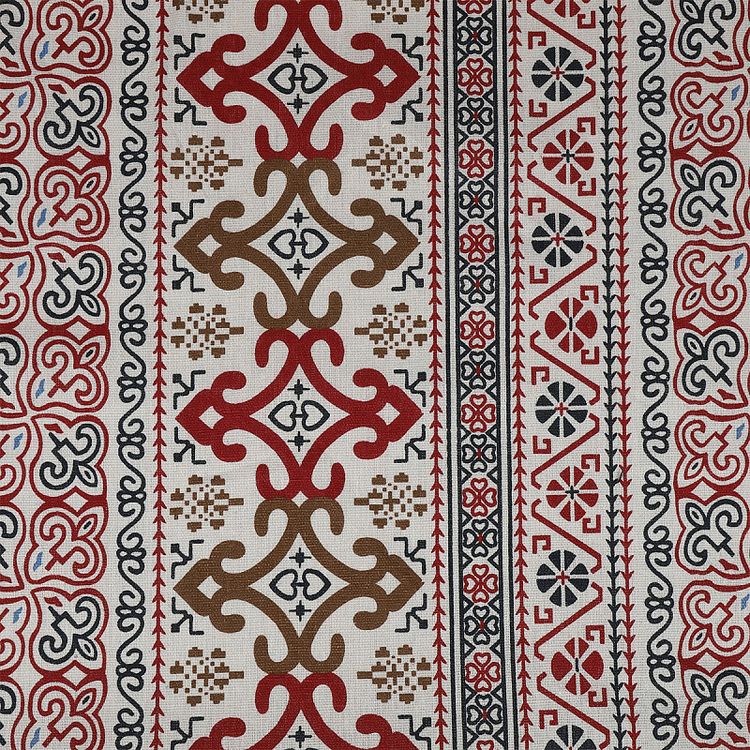 Ткань льняная, 1 м x 150 см, 140 г/м², цвет: красный, принт, TBY — картинка 4