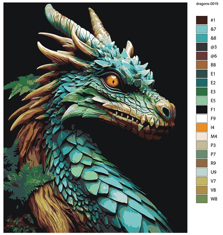 Картина по номерам «Зеленый деревянный дракон» — картинка 2