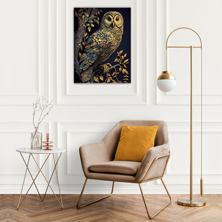 Картина по номерам с поталью «Золотая сова» — картинка 7