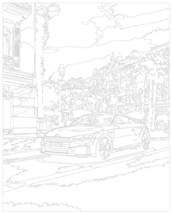 Картина по номерам «Машина Ауди ТТ на дороге в городе 40x50» — картинка 3