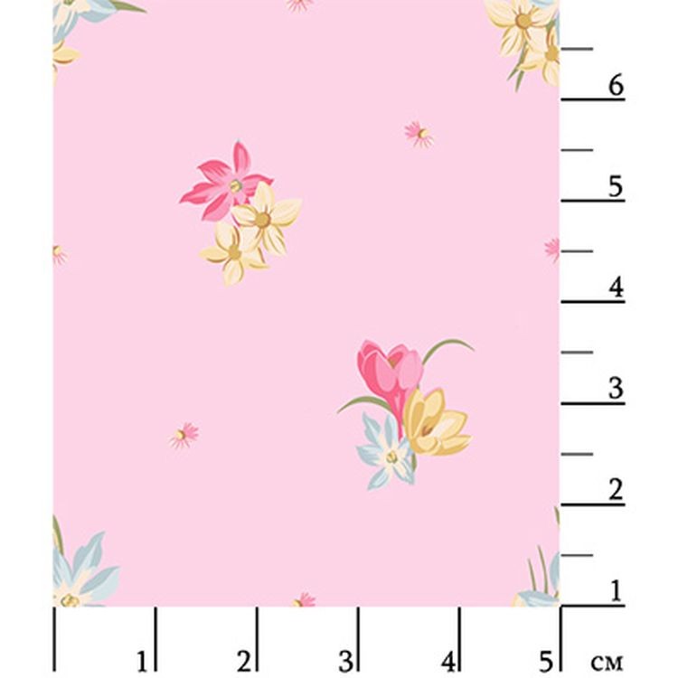 Ткань для пэчворка «ВЕСЕННИЙ ЭТЮД», 50x55 см, 146 г/м2, 100% хлопок, цвет: ВЭ-18 розовый, принт, Peppy — картинка 2