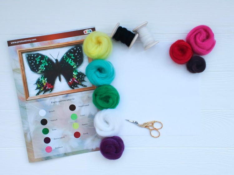 Картина шерстью «Бабочка Урания Мадагаскарская» — картинка 3