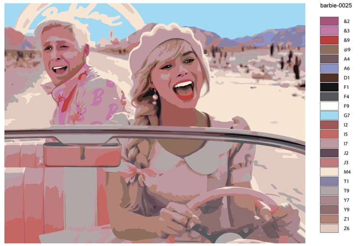 Картина по номерам «Барби и Кен: Райан Гослинг и Марго Робби 3» — картинка 2