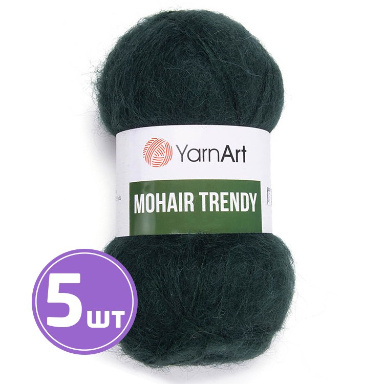 Пряжа YarnArt Mohair trendy (Мохер тренди) (108), темно-зеленый, 5 шт. по 100 г