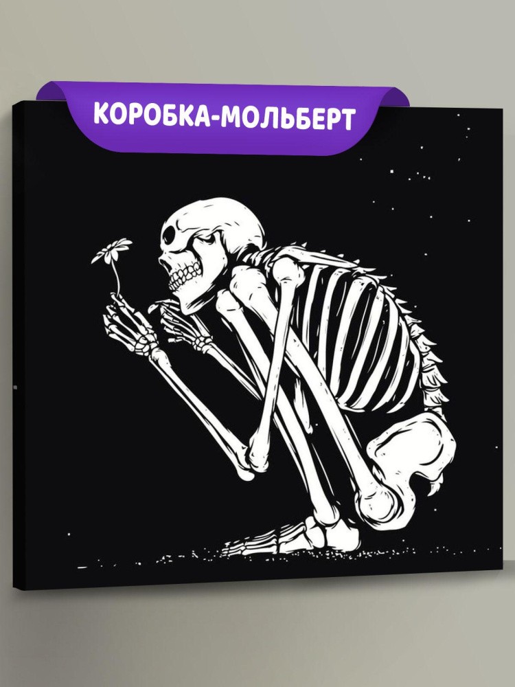 Картина по номерам «Скелет с ромашкой»
