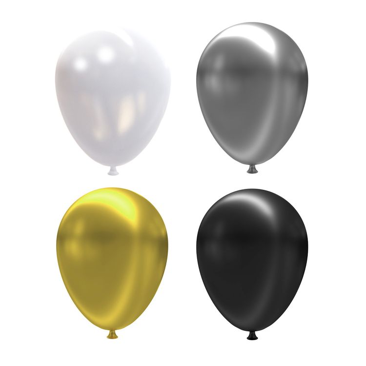 Набор воздушных шаров, 30 см, цвет: белый, черный, золотой, серебряный, 12 шт., BOOMZEE