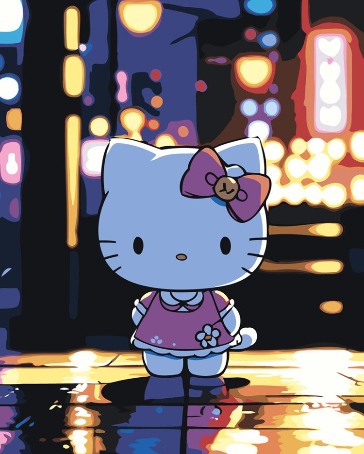 Картина по номерам «Хеллоу Китти Hello Kitty: Ночной город»