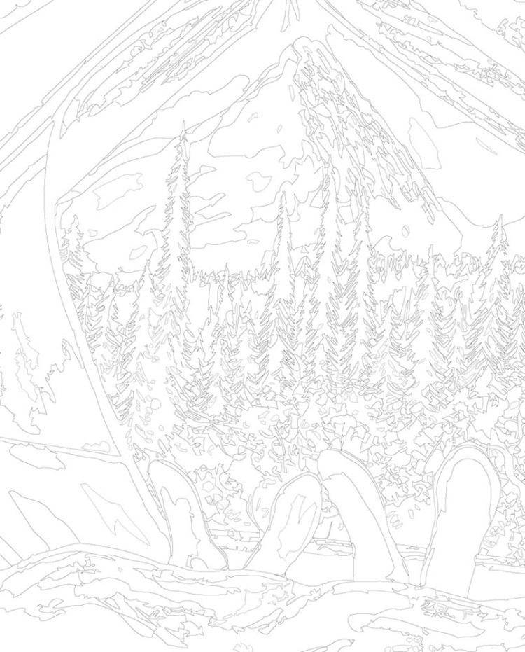 Картина по номерам «Любовь: пара в палатке, горы и лес» — картинка 3