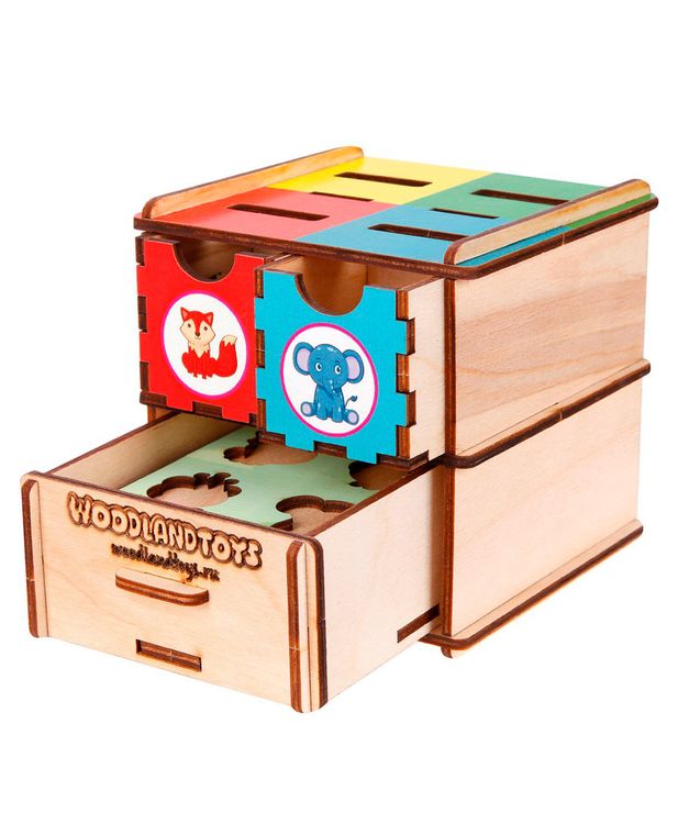 Развивающее пособие из дерева комодик-куб «Животные» — картинка 3