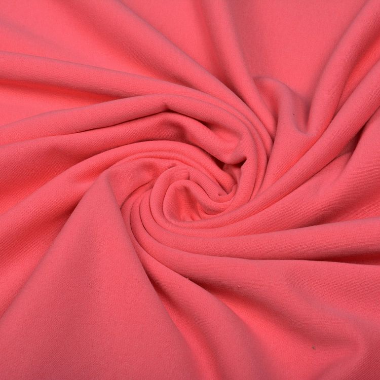 Ткань трикотаж Футер 2х нитка, начес, с лайкрой, 6 м, ширина 200 см, цвет: ярко-розовый, TBY