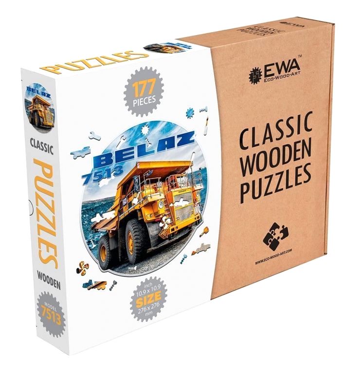 Деревянные фигурные пазлы «Автомобиль BELAZ 7513», Eco Wood Art — картинка 3
