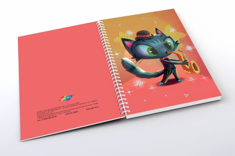 Алмазная мозаика - тетрадь «Кот-трубач» — картинка 5