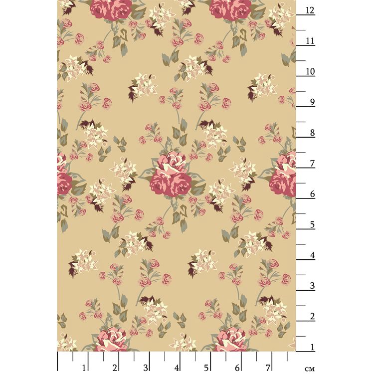 Ткань для пэчворка «ВИКТОРИАНСКИЕ РОЗЫ», 50x55 см, 146 г/м2, 100% хлопок, цвет: ВР-33 принт, Peppy — картинка 2