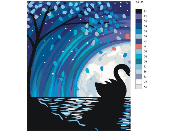 Картина по номерам «Лебедь в лунном сиянии» — картинка 2