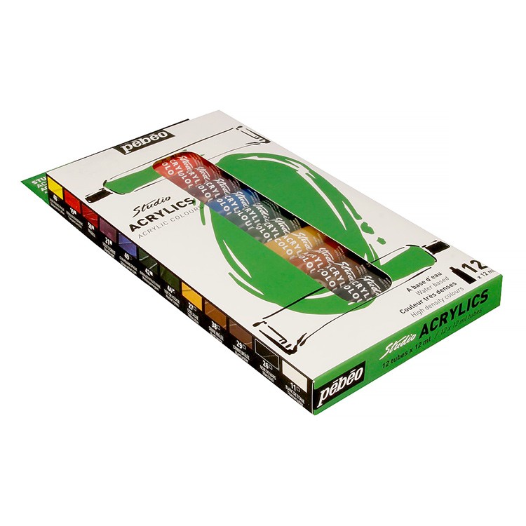 Набор акриловых красок Pebeo Studio Acrylics 12 цветов, 12 мл — картинка 2