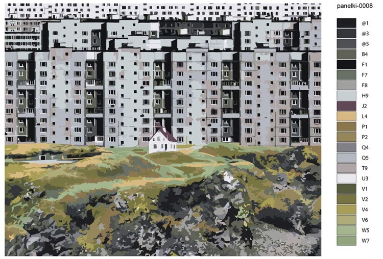 Картина по номерам «Панельки родные монохром чб арт 40х50» — картинка 2