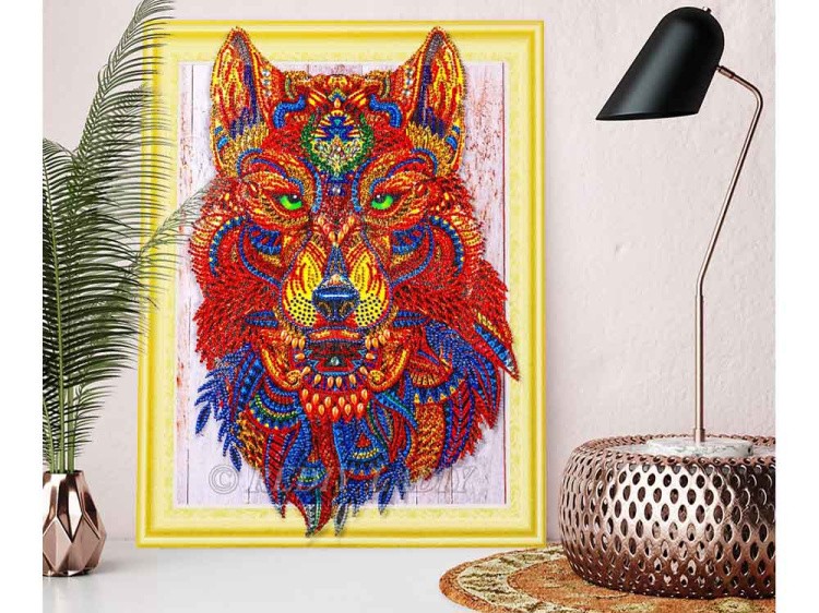Алмазная вышивка 5D «Зеленоглазый волк» — картинка 7