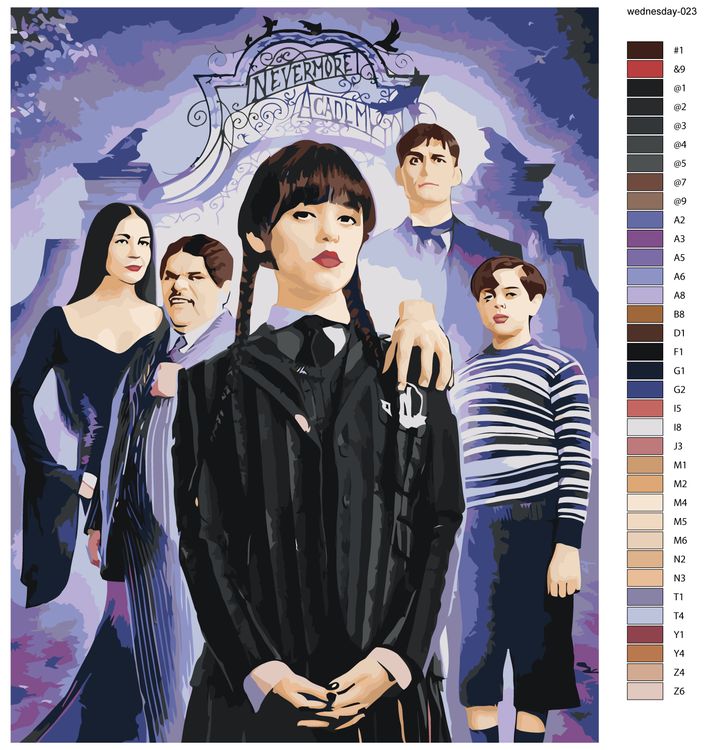 Картина по номерам «Wednesday Уэнсдей Аддамс: Семейка 2» — картинка 3