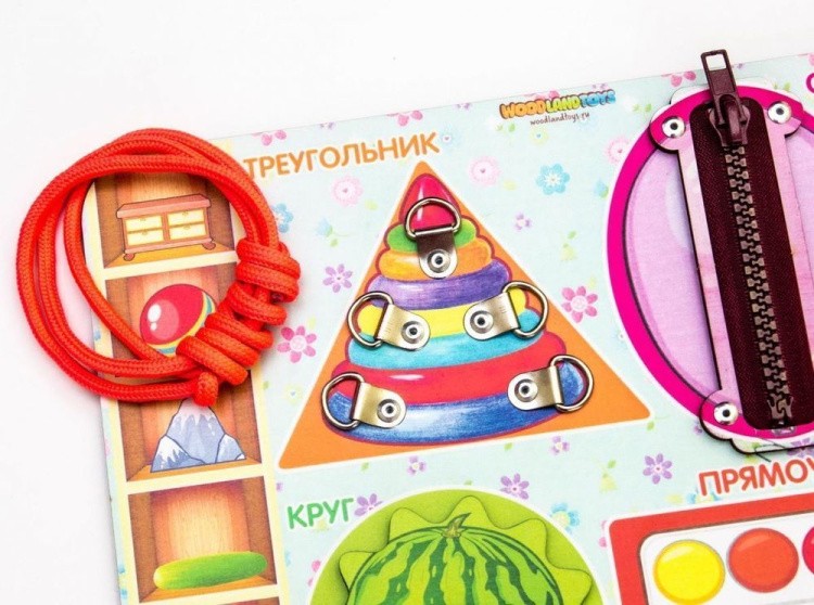 Развивающее пособие из дерева. Бизиборд «Геометрические формы» — картинка 2