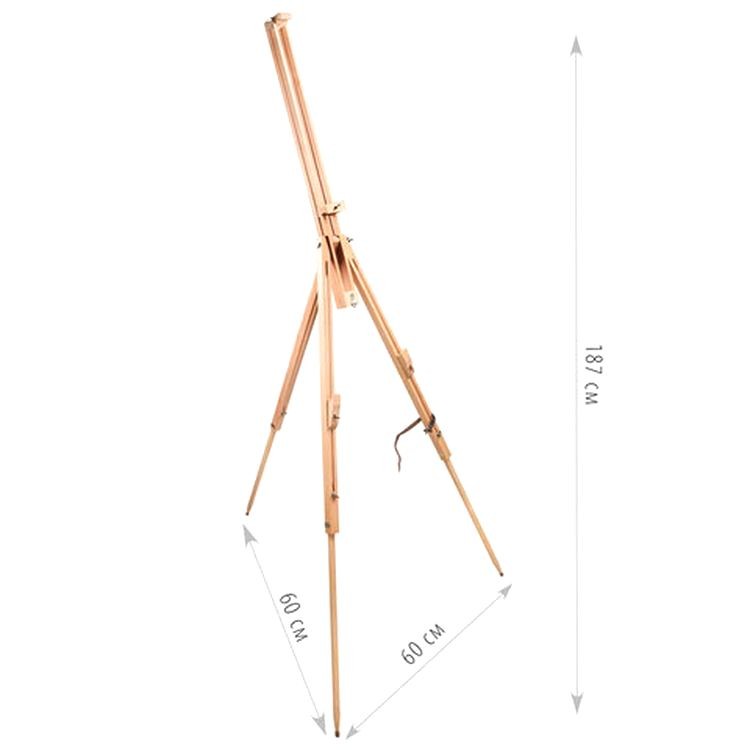 Мольберт полевой BRAUBERG ART CLASSIC, тренога, бук, высота 84 -187 см, высота холста 106 см — картинка 4