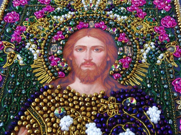 Набор для вышивания хрустальными камнями «Спас Лоза истинная» маленькая (акриловый жемчуг)  — картинка 4