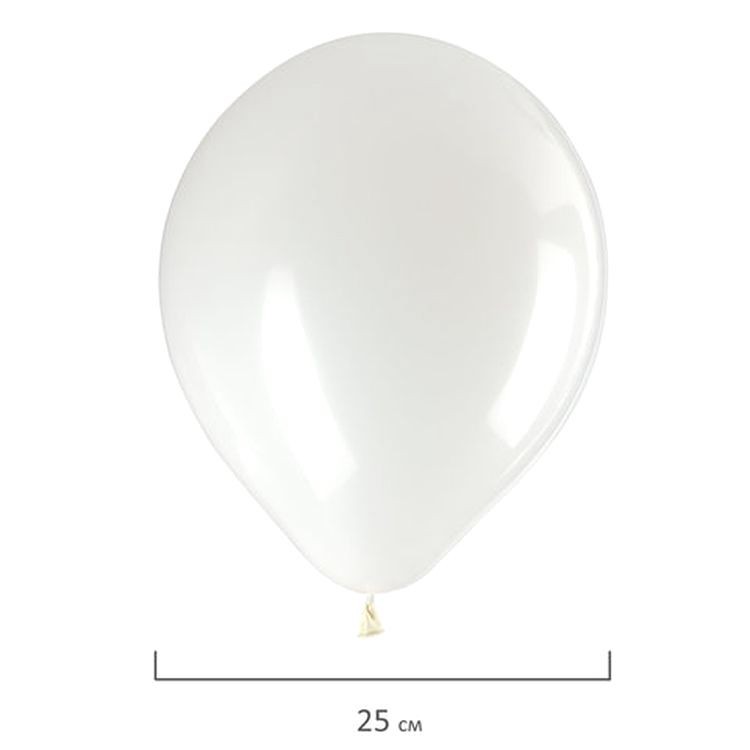 Шары воздушные, 10" (25 см), комплект 50 шт., белые — картинка 3