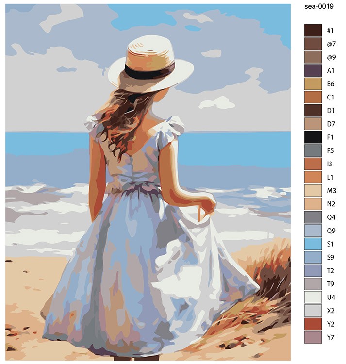 Картина по номерам «Море: Девушка в платье на берегу» — картинка 2