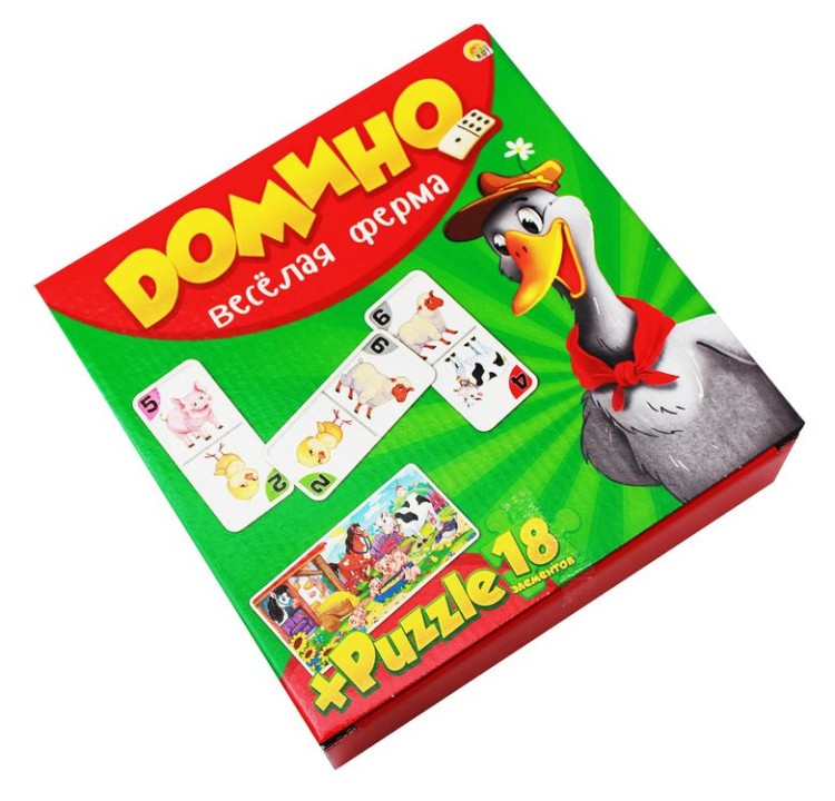 Домино + пазлы (18 элементов) «Веселая ферма» — картинка 2