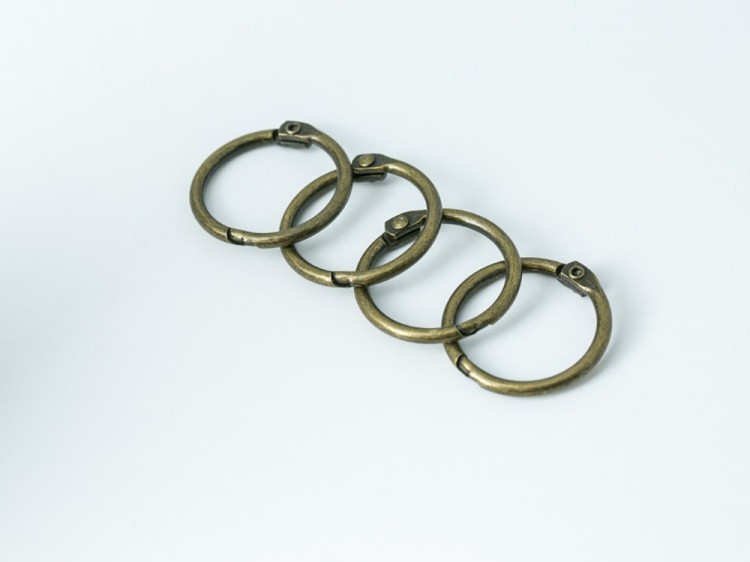 №1 Кольца для блокнотов цвет БРОНЗА количество 4 шт. (диаметр 25 мм) — картинка 4