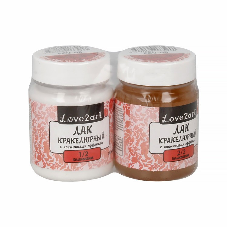 Лак кракелюрный c «античным» эффектом 2-компонентный набор 60 мл (2 шт.), Love2art — картинка 2