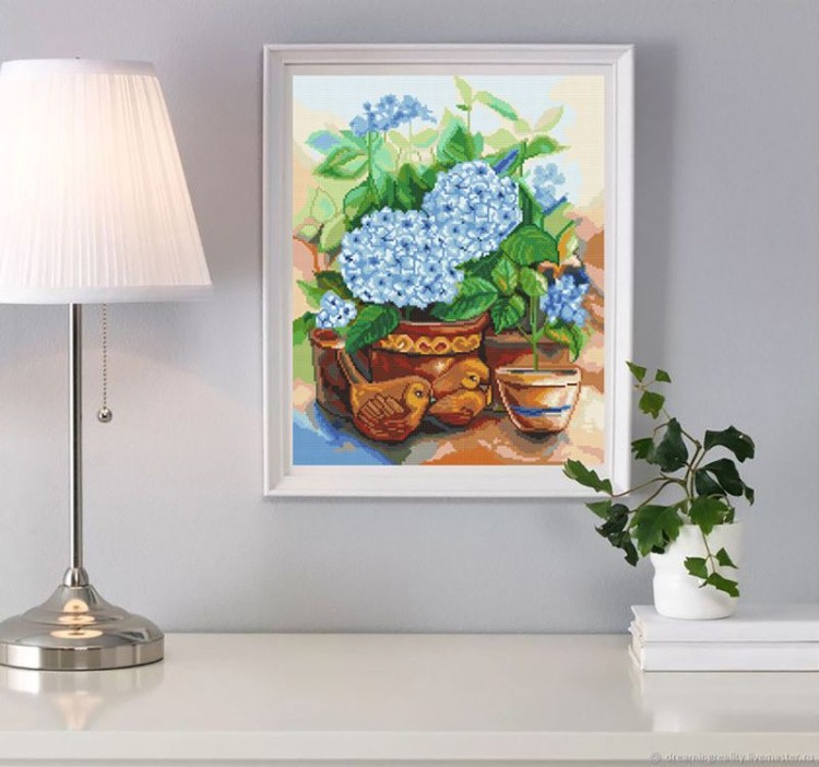 Алмазная вышивка «Пышная гортензия» — картинка 2