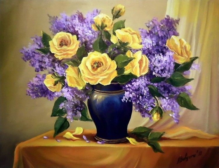 Картина по номерам «Розы и сирень» — картинка 2