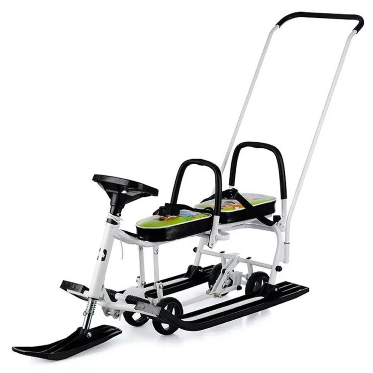 Снегокат детский 507 TWINS BABY Wheel со спинкой для двоих — картинка 9