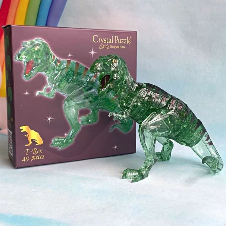 3D Головоломка Crystal Puzzle «Динозавр T-Rex зеленый со стикерами» — картинка 2