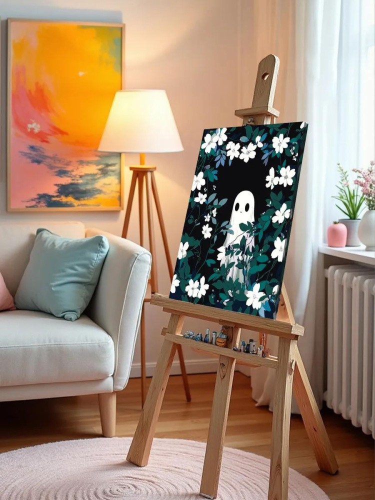 Картина по номерам «Ужасы: привидение в белых цветах арт» — картинка 9